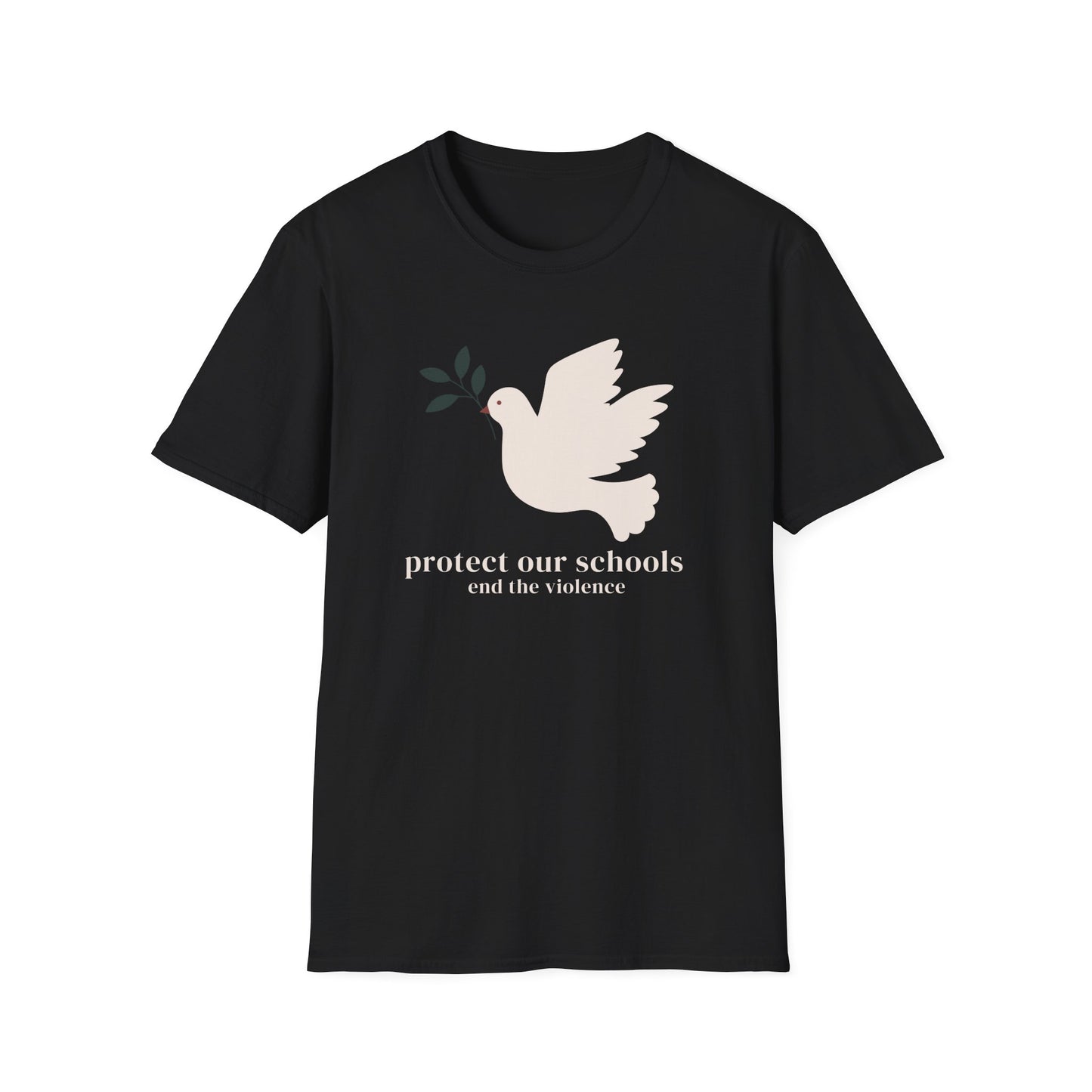 Protect Our Schools Dove T-Shirt - Unisex Softstyle Tee for Peace Advocacy