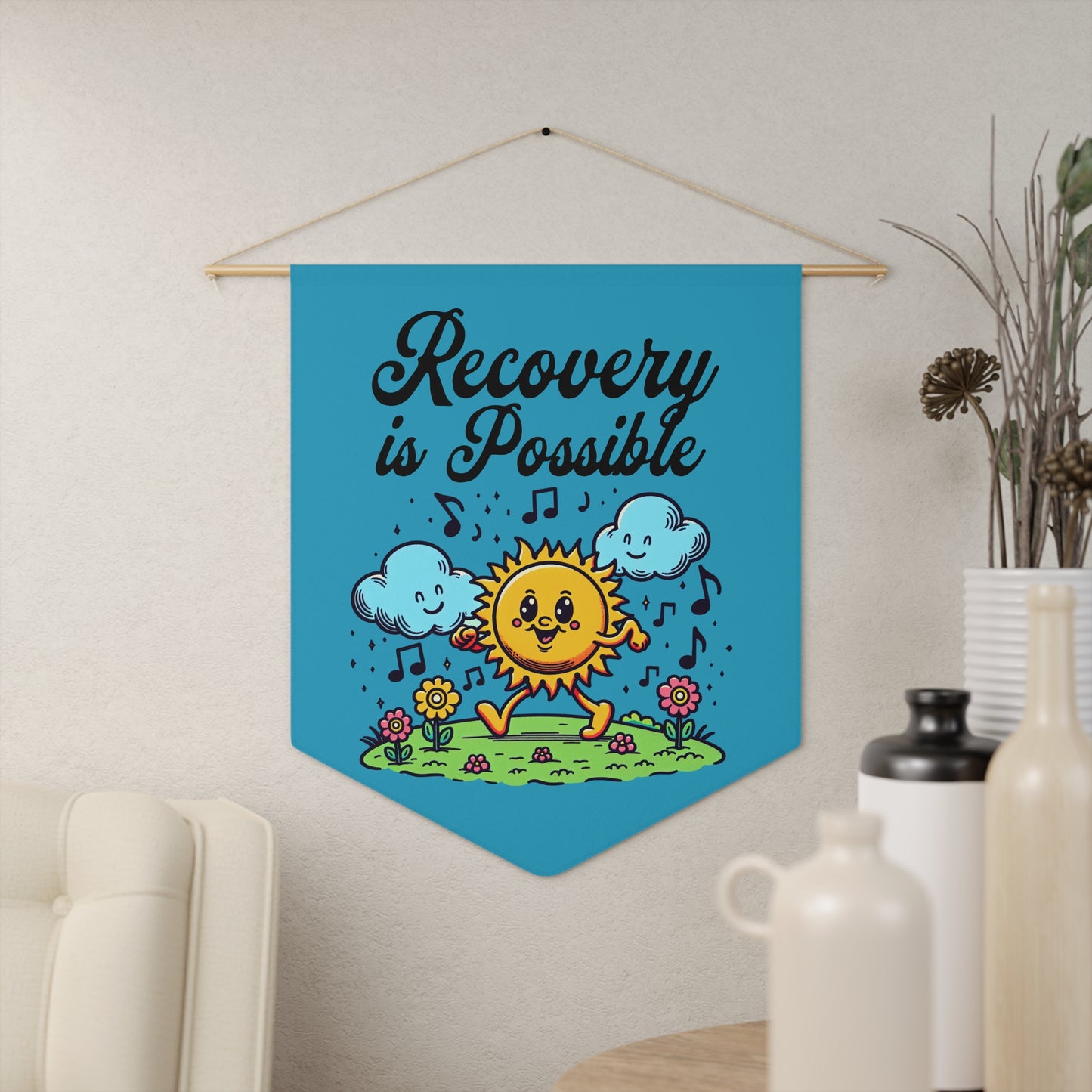 Inspirational Recovery Pennant - Sun & Clouds Design
