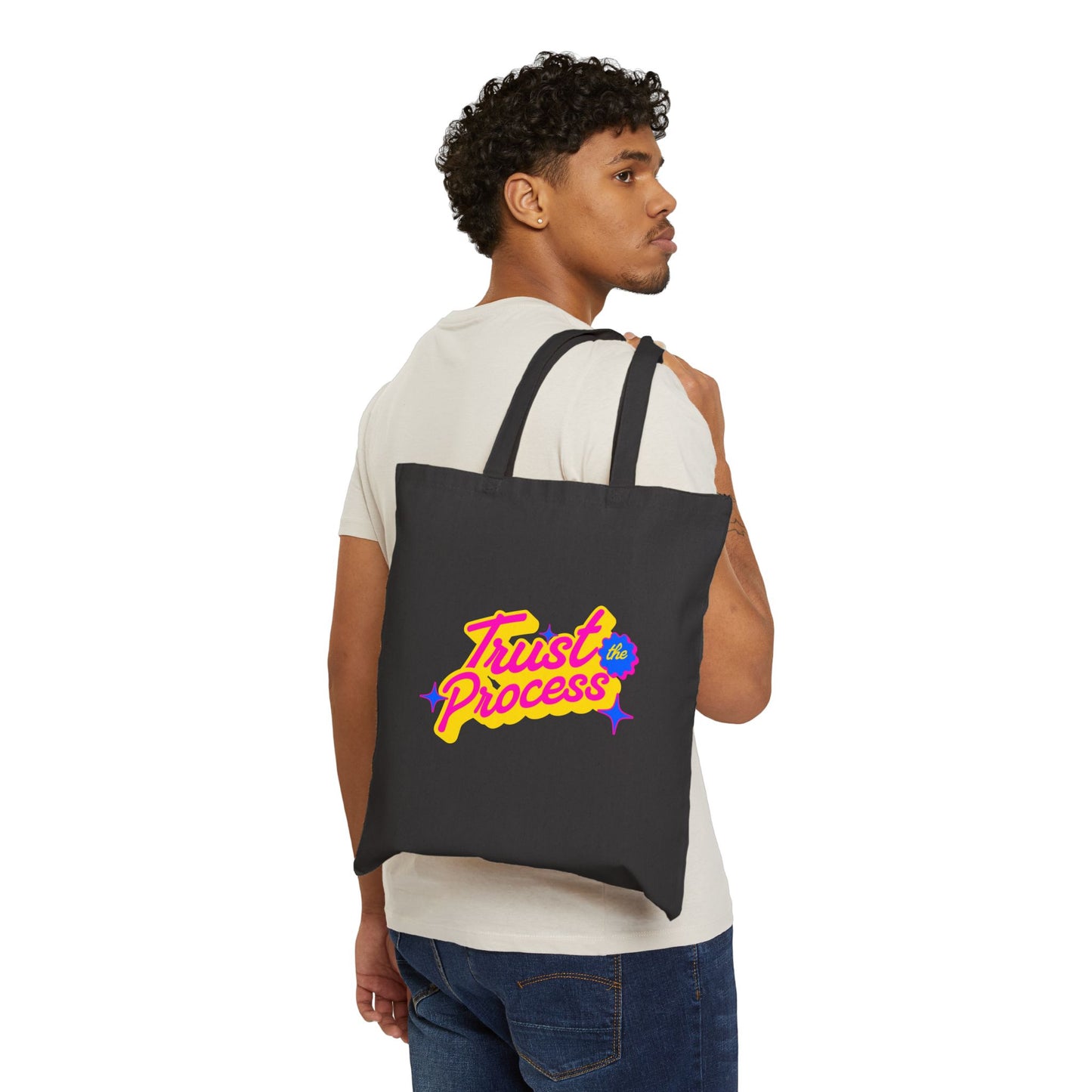 Trust the Process Cotton Canvas Tote Bag - Motivational Eco-Friendly Shopping Bag