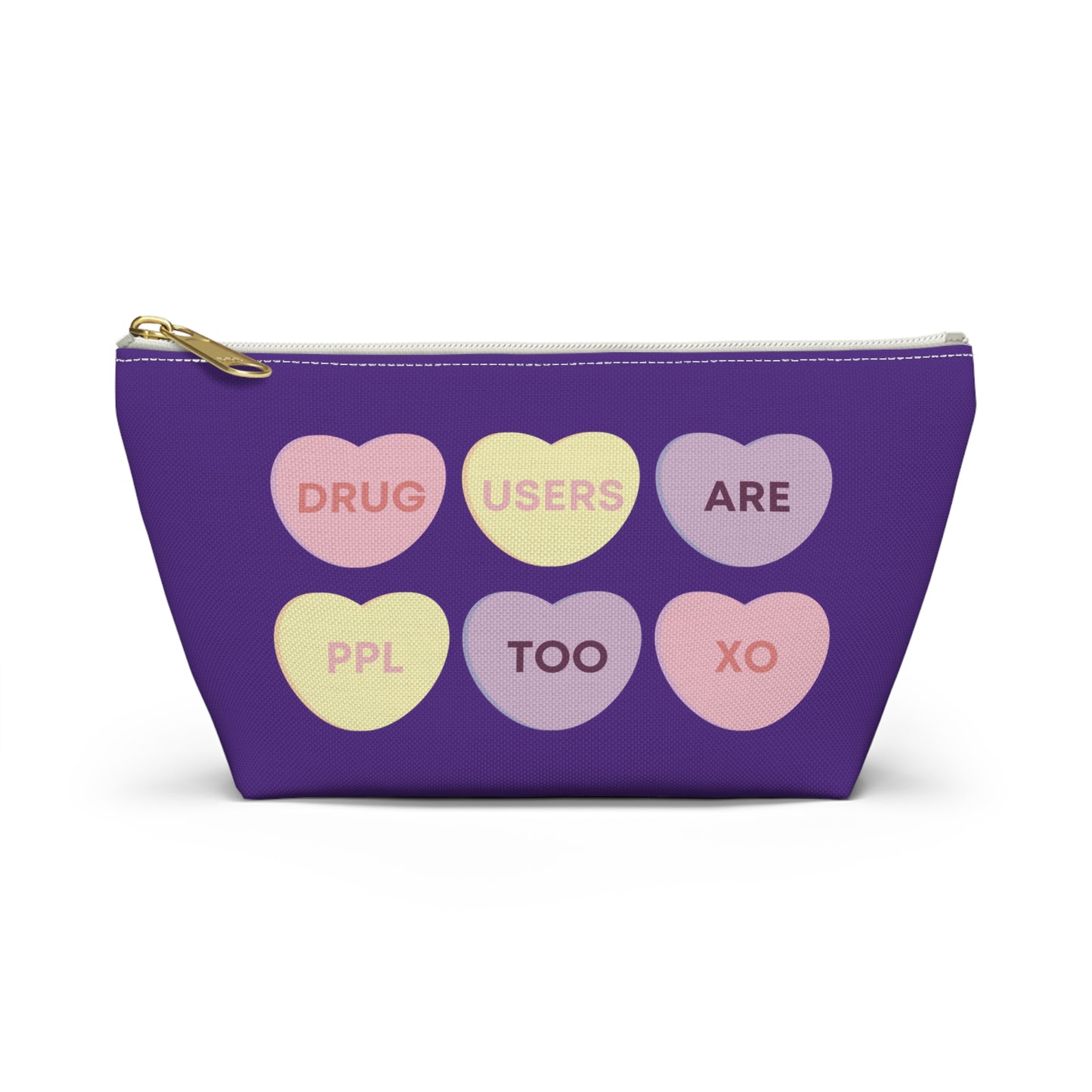 Candy Hearts Accessory Pouch - Purple Love Hearts Design