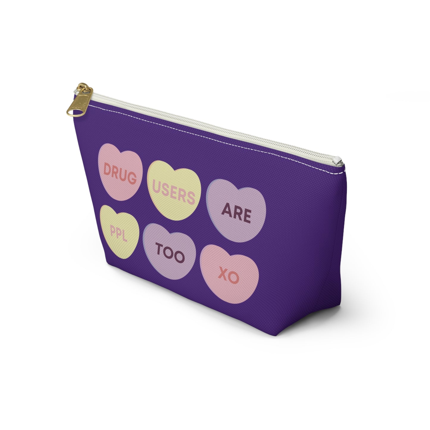 Candy Hearts Accessory Pouch - Purple Love Hearts Design