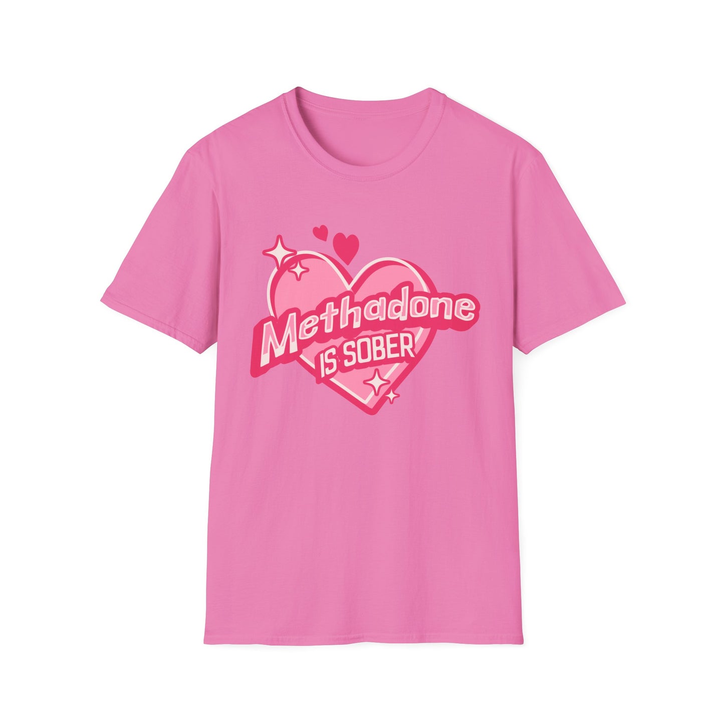 Methadone is Sober Hearts Valentines Day Holiday Unisex Softstyle T-Shirt