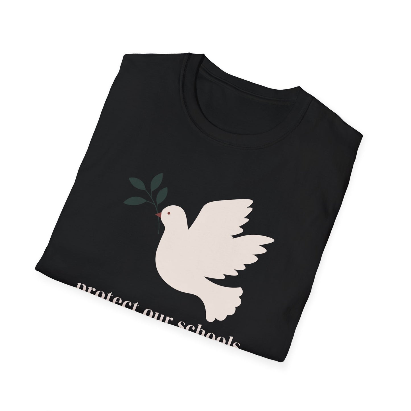 Protect Our Schools Dove T-Shirt - Unisex Softstyle Tee for Peace Advocacy