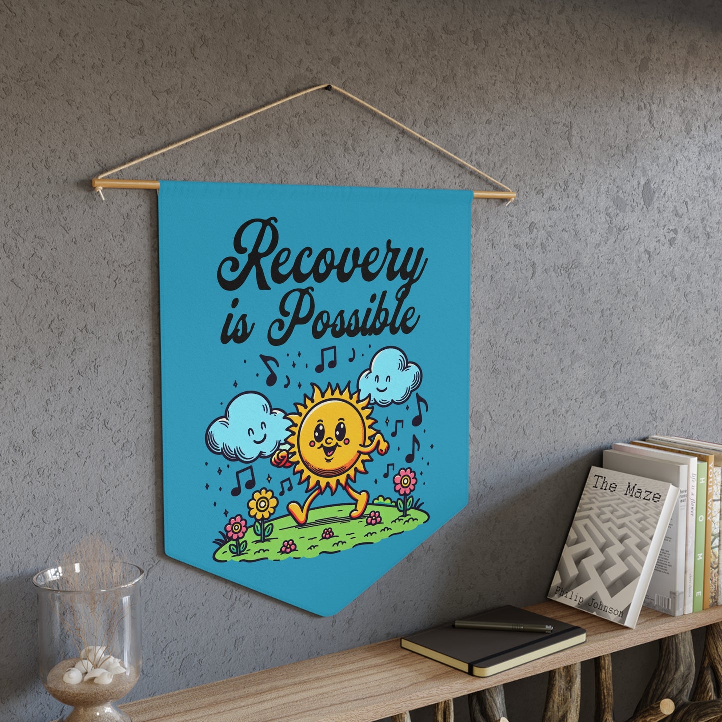 Inspirational Recovery Pennant - Sun & Clouds Design