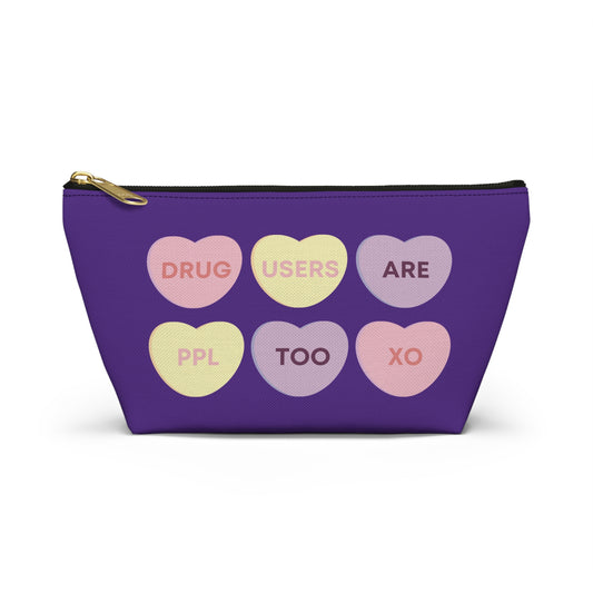 Candy Hearts Accessory Pouch - Purple Love Hearts Design