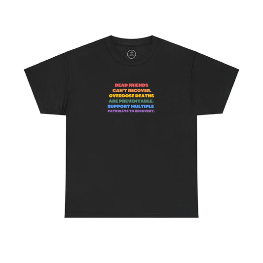 Dead Friends Can't Recover Rainbow Multiple Pathways Unisex Heavy Cotton Tee