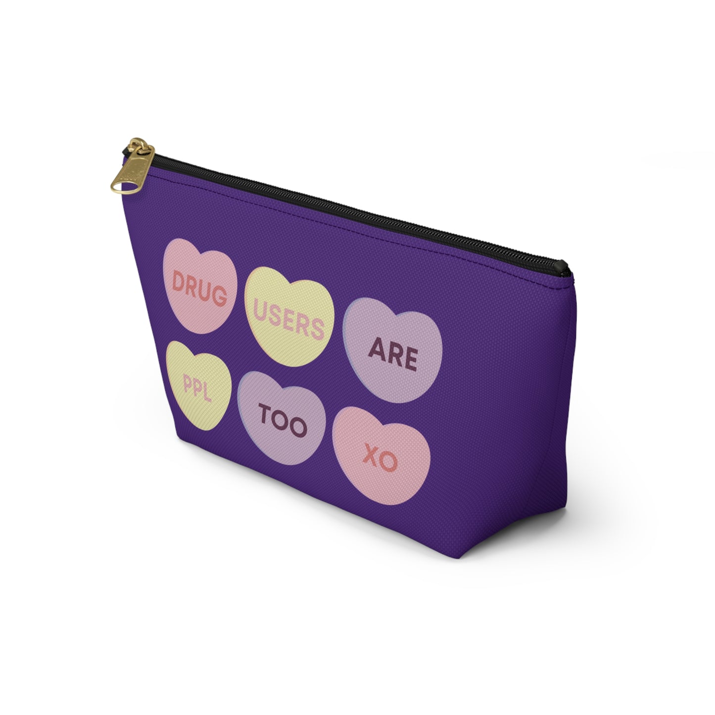 Candy Hearts Accessory Pouch - Purple Love Hearts Design