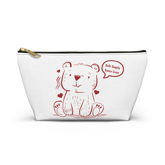 Cute Bear Accessory Pouch – "Safe Supply Saves Lives"